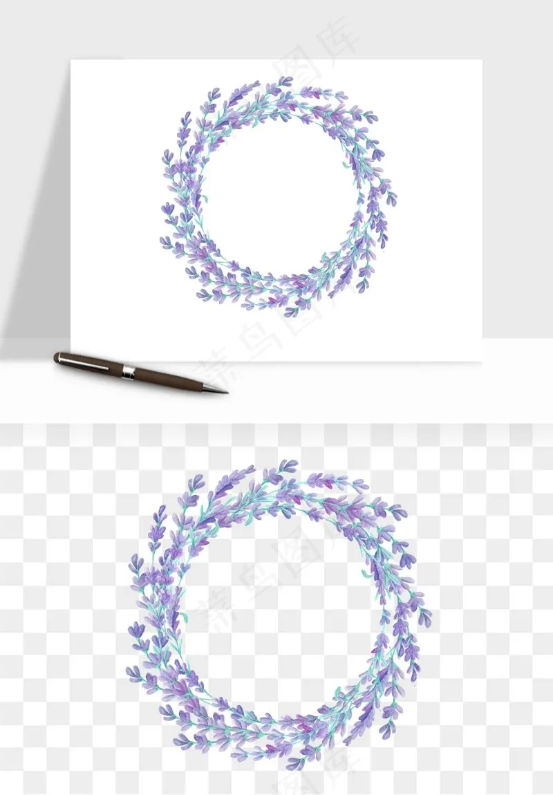 手绘花环边框浪漫png免抠
