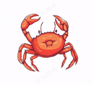 螃蟹海洋动物卡通插画免抠
