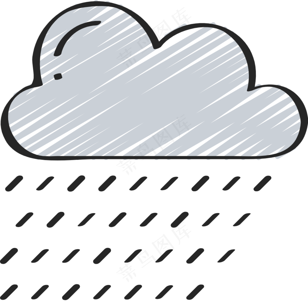 下雨天气  铅笔手绘图标 icon