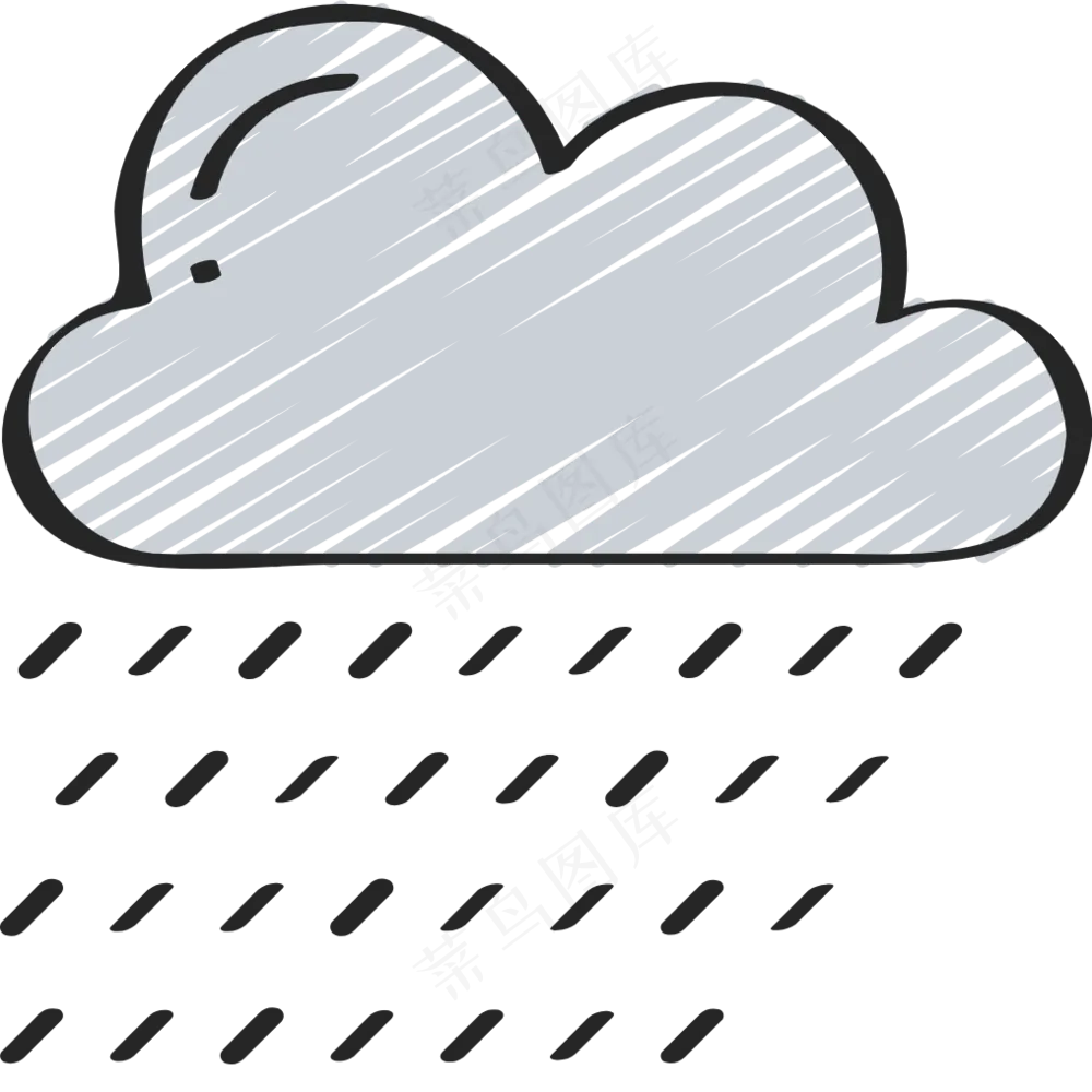 下雨天气  铅笔手绘图标 icon