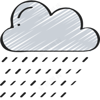 下雨天气  铅笔手绘图标 icon