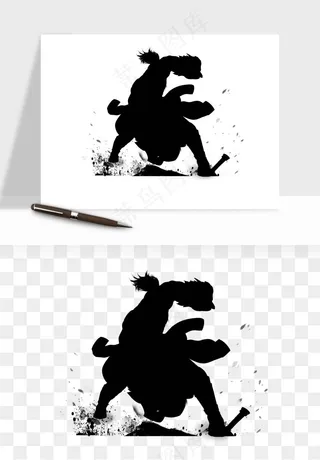 水墨江湖侠客武侠剪影png免抠