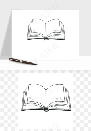 手绘书本打开书籍矢量png免抠