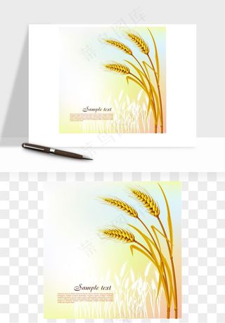 手绘麦穗稻穗麦秆矢量png免抠
