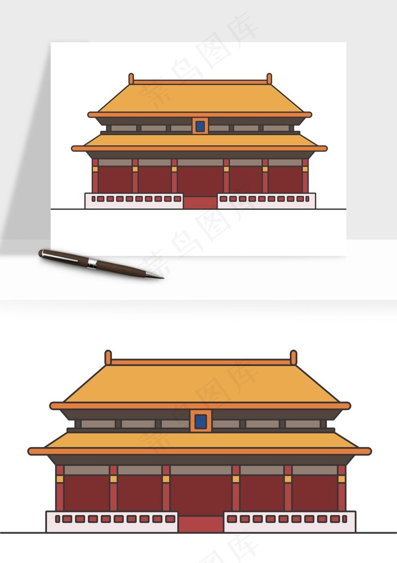 国潮风古建筑古楼古塔鼓楼ai,png免抠图