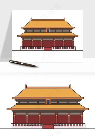 国潮风古建筑古楼古塔鼓楼ai,png免抠图