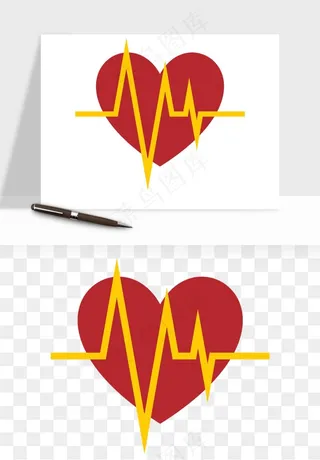 手绘心电图爱心线条png免抠