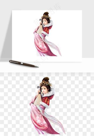 古风美人女子背影png免抠