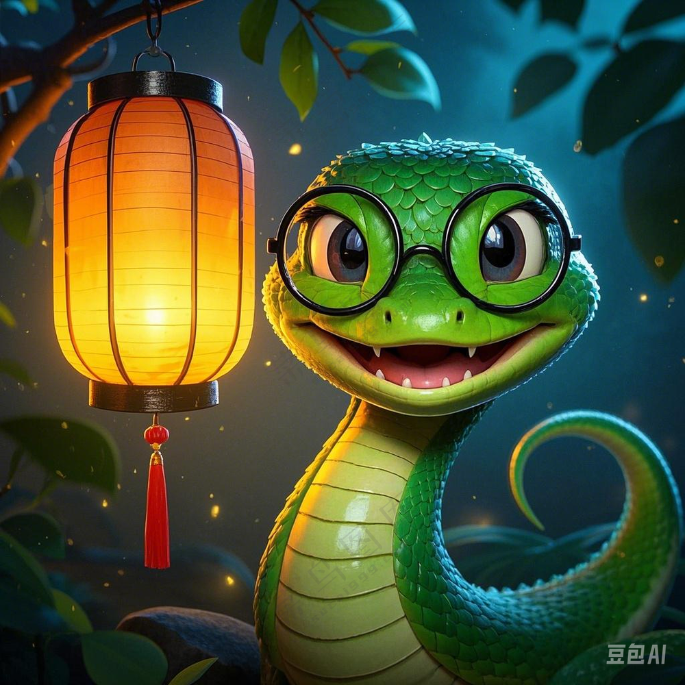 蛇年 春节装饰 青蛇生成中国风图片 (5)