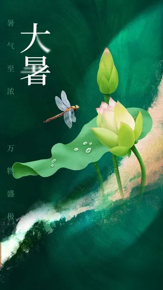 传统复古大暑节气海报