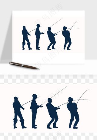 钓鱼人物剪影矢量