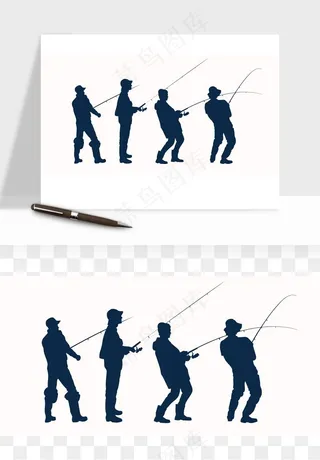钓鱼人物剪影矢量