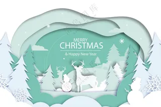 剪纸风格圣诞节图片