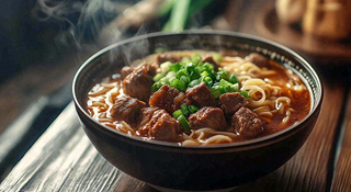 红烧牛肉面粉美食面食摄影图