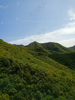 自然 山丘 植被 蓝天 白云 景色 