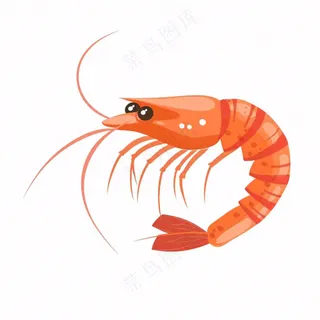 虾基围虾食物海洋卡通插画免抠