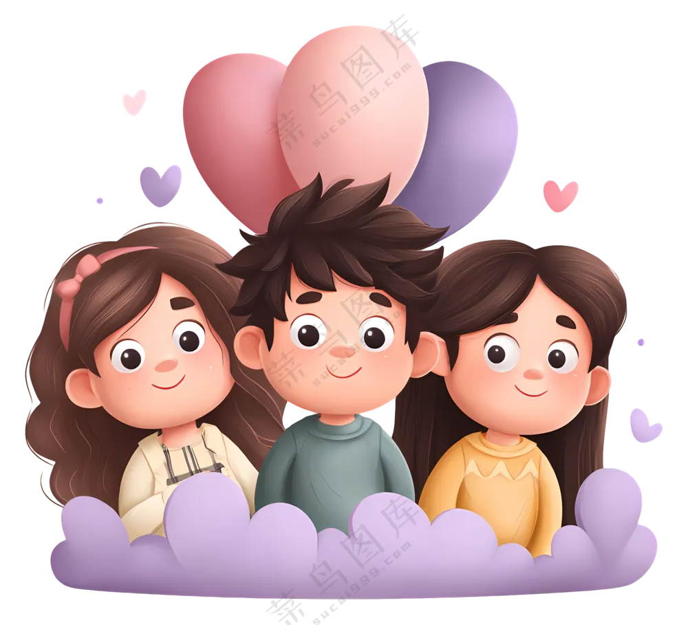 拿着气球的快乐儿童