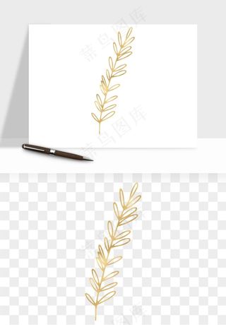 金色植物花环边框png免抠