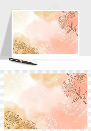 水彩花卉手绘矢量背景