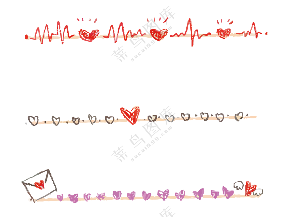 心形图案与心跳曲线等PNG图片素材
