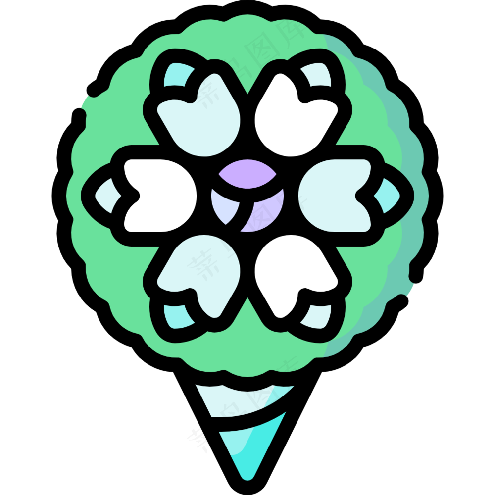 绿色纸筒花束2 线性彩色花卉图标