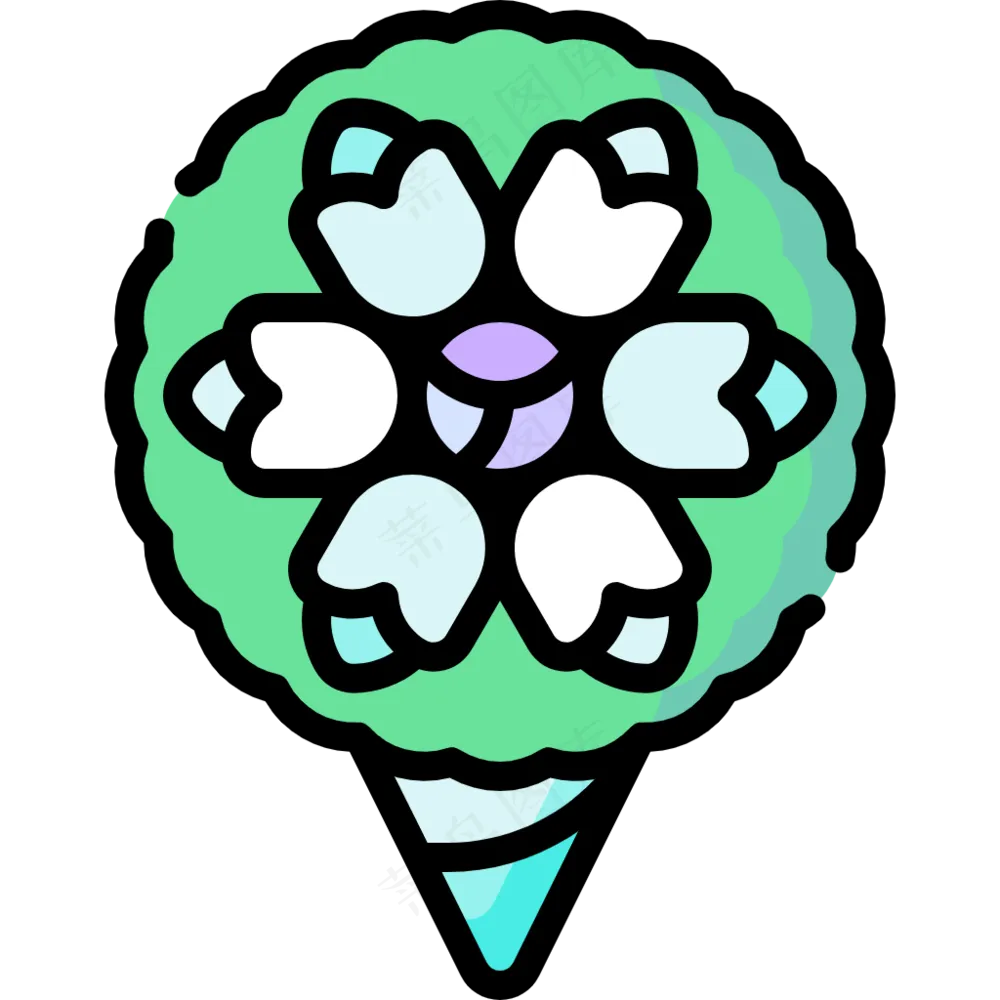 绿色纸筒花束2 线性彩色花卉图标