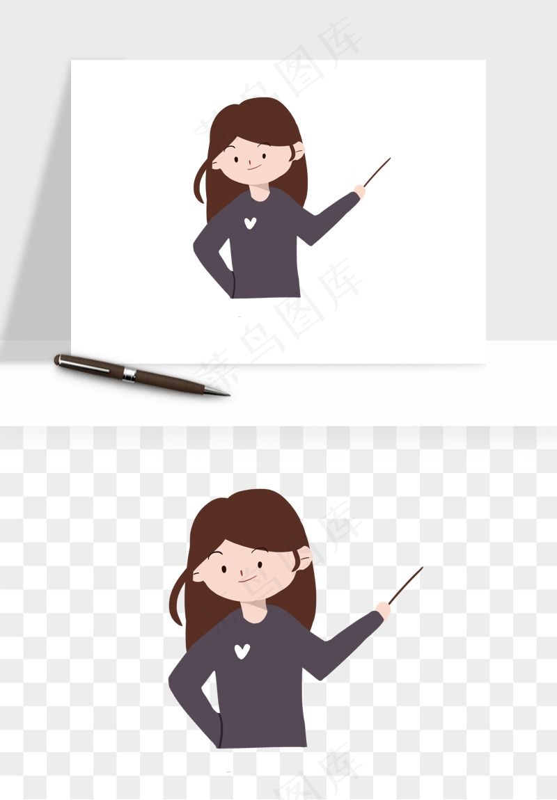手绘教师讲课png免抠