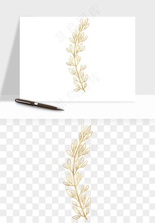 金色植物花环边框png免抠