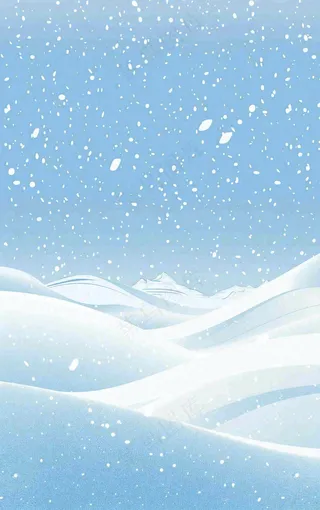冬天白雪覆盖寒冷唯美雪景小寒插画背景