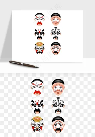手绘戏剧脸谱卡通面具png免抠