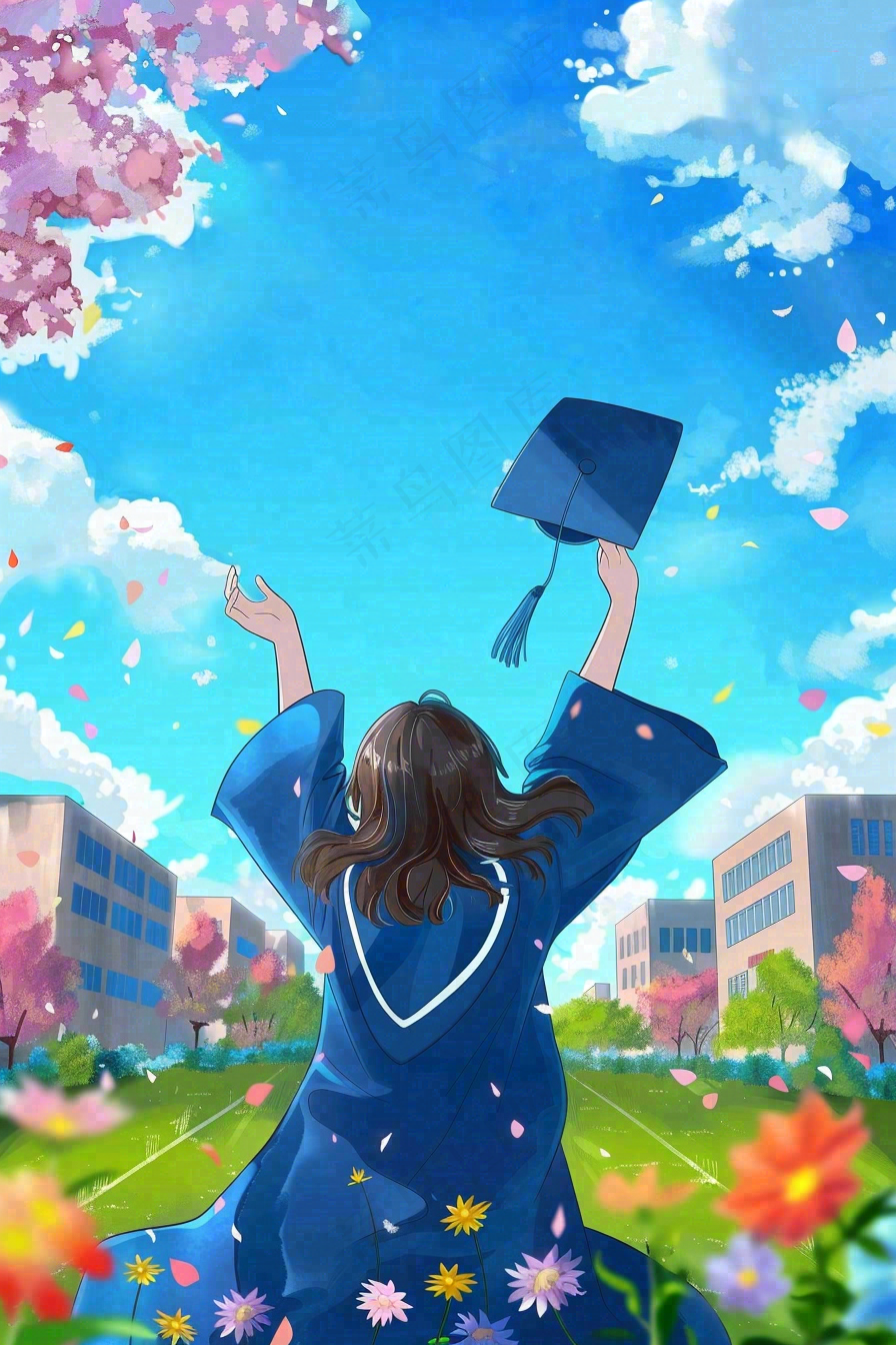 学生毕业季考试青春插画背景