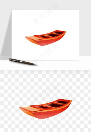 手绘木船小船png免抠