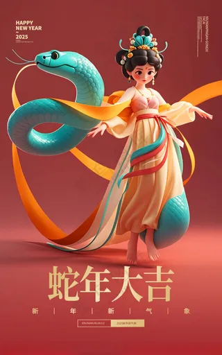 蛇年蛇年kv蛇年美陈海报