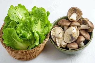 白菜蘑菇蔬菜食物摄影图