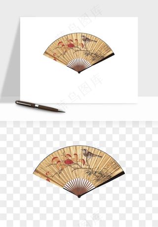 古风扇子元素png免抠