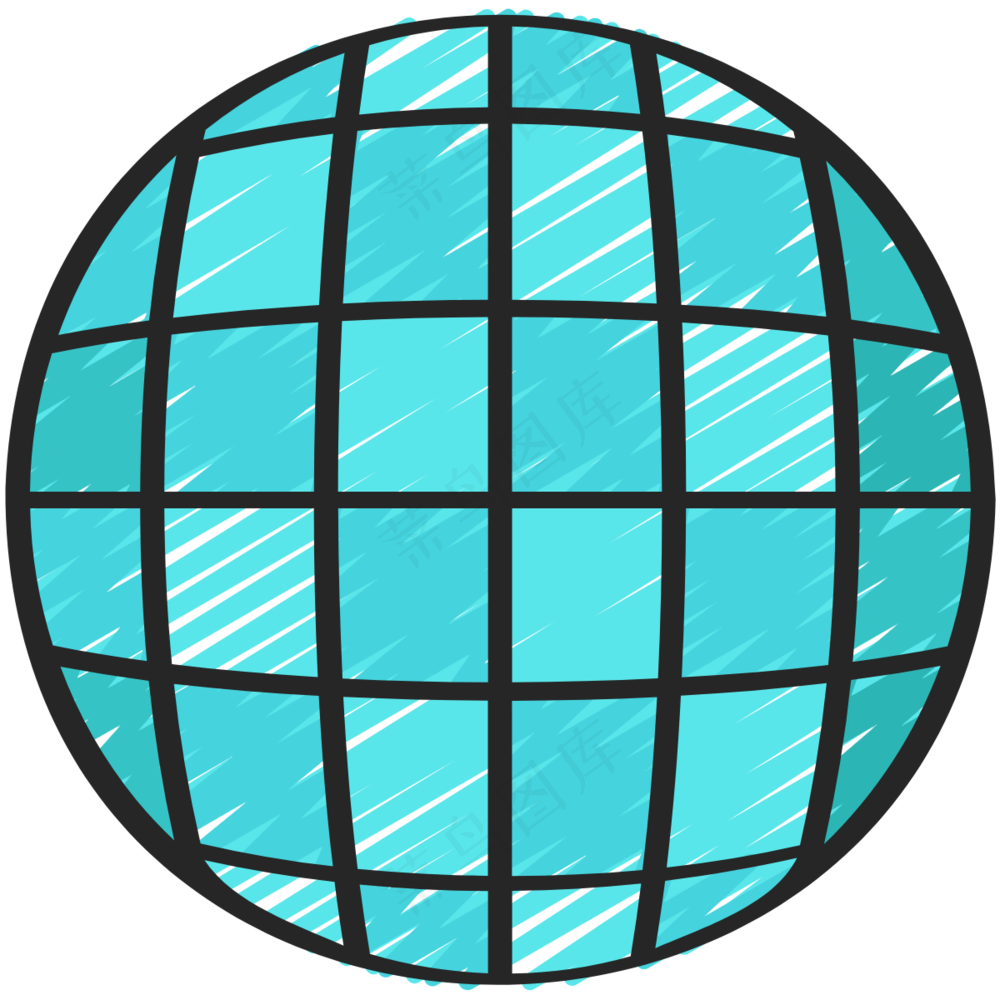 disco 迪斯科闪亮的灯球 铅笔手绘图标icon