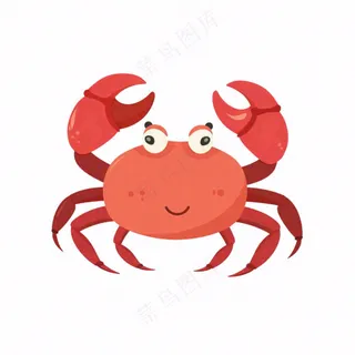螃蟹海洋动物卡通插画免抠