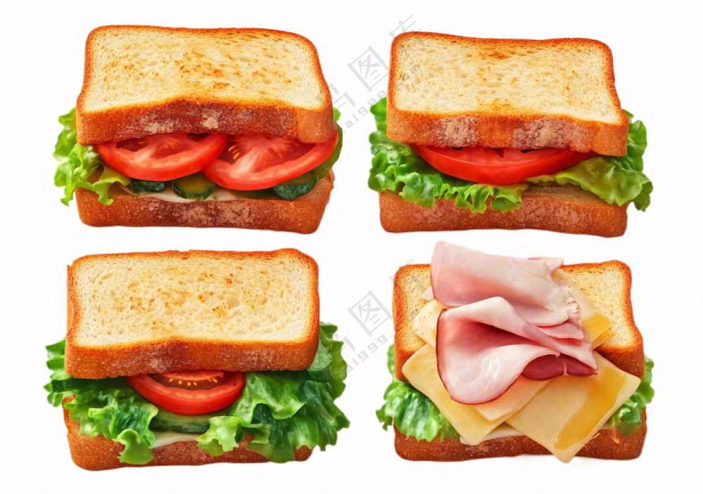 芝士培根三明治美食西餐摄影图免抠