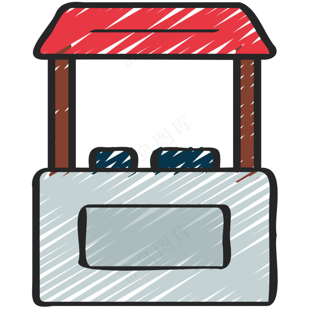 小食站 铅笔手绘图标icon