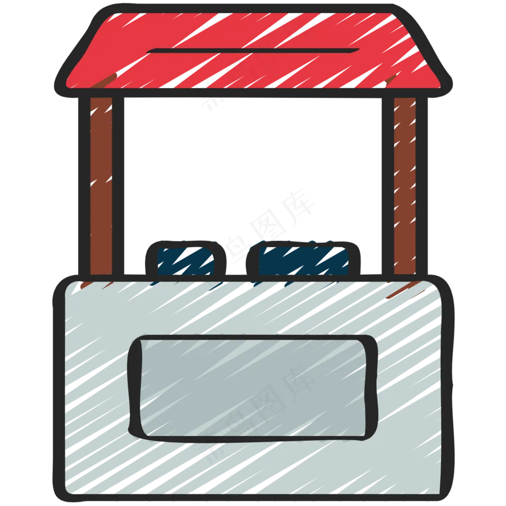 小食站 铅笔手绘图标icon