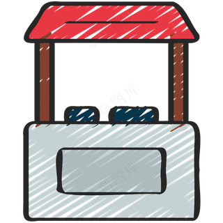 小食站 铅笔手绘图标icon