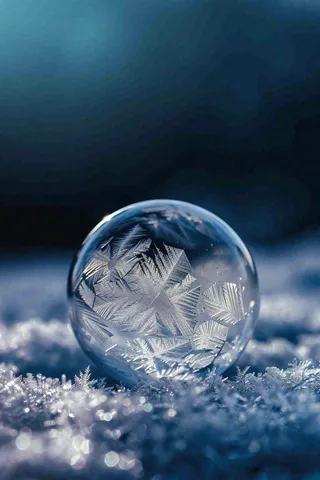 冬天结霜结冰的雪花霜降立冬摄影图