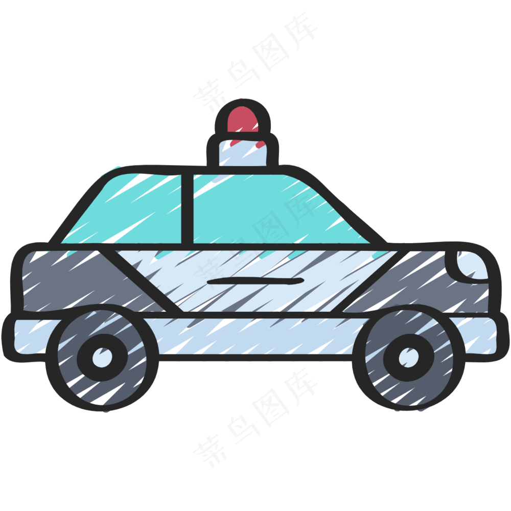 警车 铅笔手绘图标icon