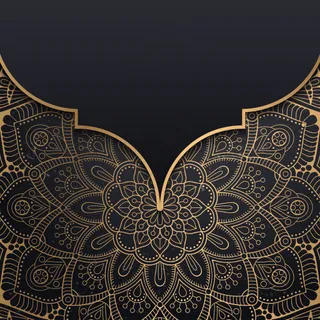 欧式复古黑金箔曼陀罗花纹