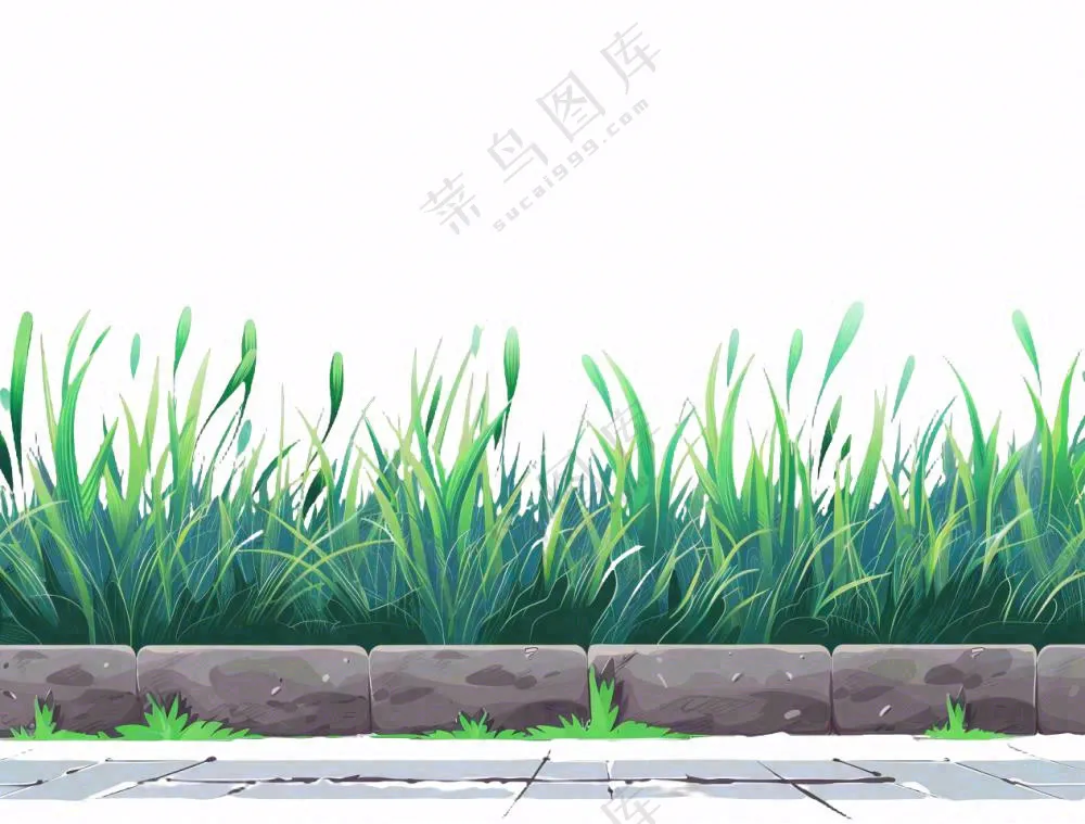 草坪草堆杂草植物免抠