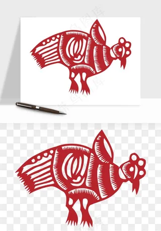 传统花鸟动物剪纸png免抠