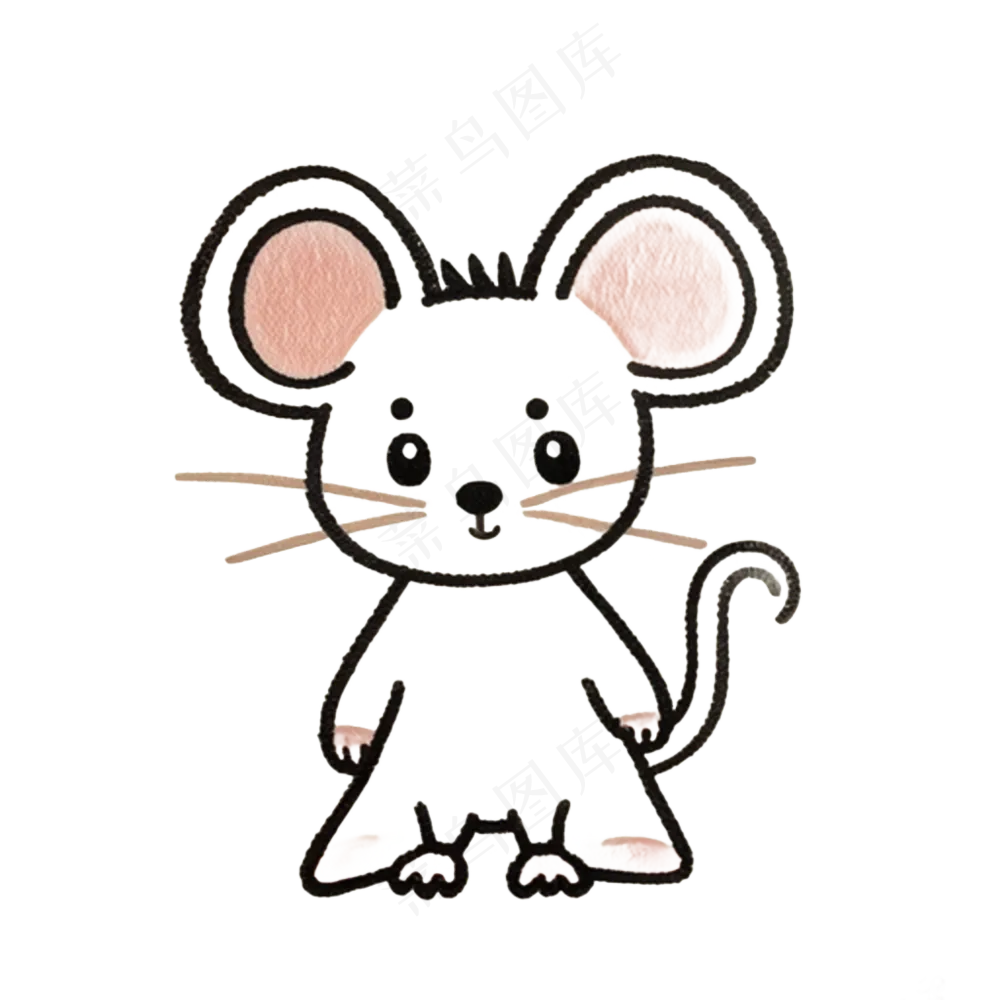 黑色简笔画免抠小老鼠