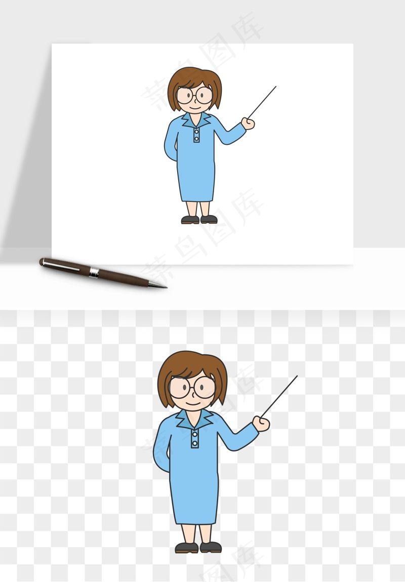 手绘教师讲课png免抠
