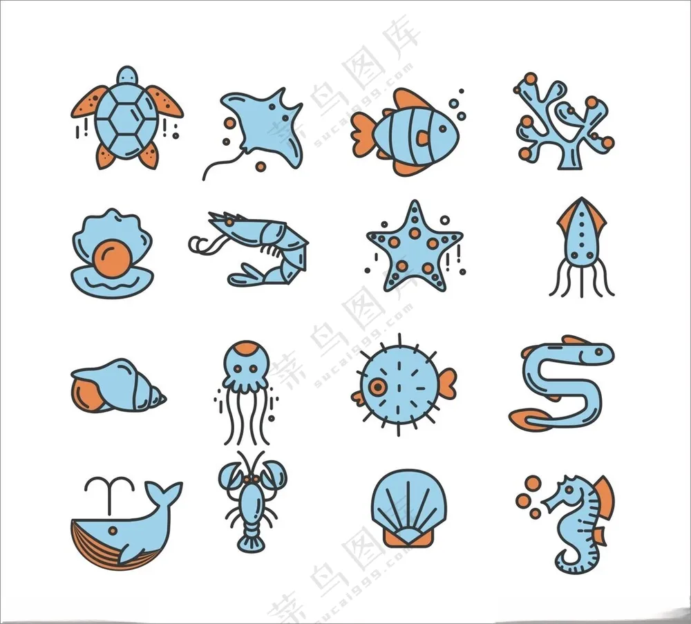 卡通鱼 海洋生物手绘鱼鱼