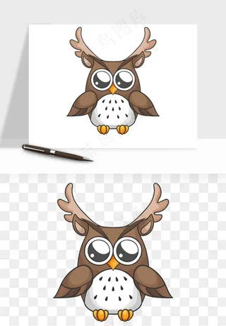 卡通手绘猫头鹰png免抠